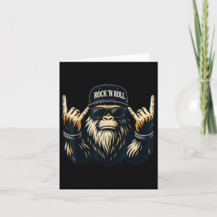 Bigfoot Rock On Sasquatch Heavy Metal Vibes Men Wo Card