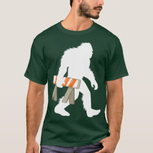 Bigfoot Safety Road Block Sasquatch Construction T-Shirt