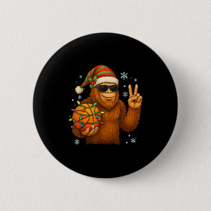 Bigfoot Santa Basketball Christmas  2 Inch Round Button