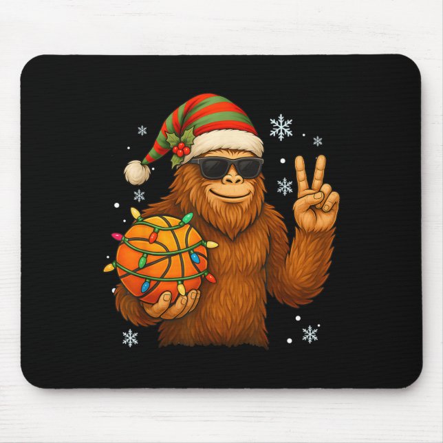 Bigfoot Santa Basketball Christmas  Mouse Pad (Front)