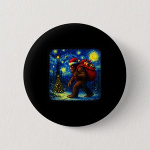 Bigfoot Santa Christmas Starry Night Sasquatch Van 2 Inch Round Button