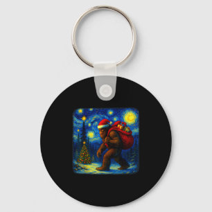 Bigfoot Santa Christmas Starry Night Sasquatch Van Keychain