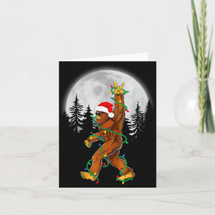 Bigfoot Santa Christmas Tree Lights Funny Xmas Sas Card