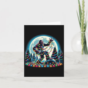 Bigfoot Santa Christmas Tree Lights Funny Xmas Sas Card