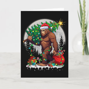 Bigfoot Santa Christmas Tree Lights Funny Xmas Sas Card