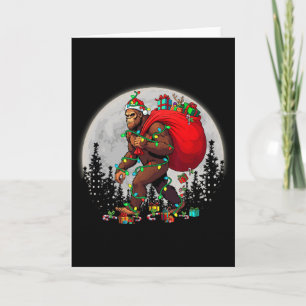 Bigfoot Santa Christmas Tree Lights Funny Xmas Sas Card
