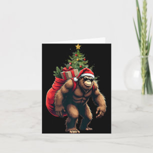 Bigfoot Santa Christmas Tree Lights Funny Xmas Sas Card