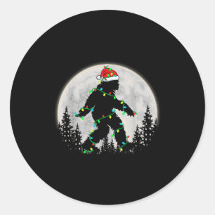 Bigfoot Santa Christmas Tree Lights Funny Xmas Sas Classic Round Sticker