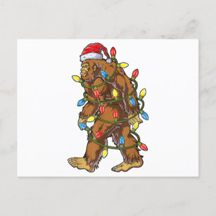 Bigfoot Santa Christmas Tree Lights Funny Xmas Sas Holiday Postcard