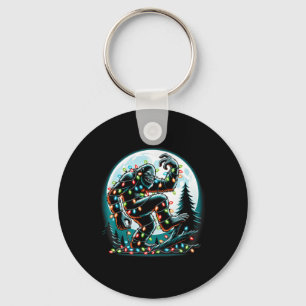 Bigfoot Santa Christmas Tree Lights Funny Xmas Sas Keychain