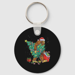 Bigfoot Santa Christmas Tree Lights Funny Xmas Sas Keychain