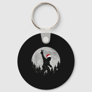 Bigfoot Santa Christmas Tree Lights Funny Xmas Sas Keychain