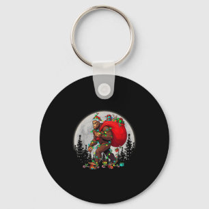 Bigfoot Santa Christmas Tree Lights Funny Xmas Sas Keychain