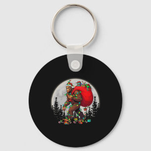 Bigfoot Santa Christmas Tree Lights Funny Xmas Sas Keychain