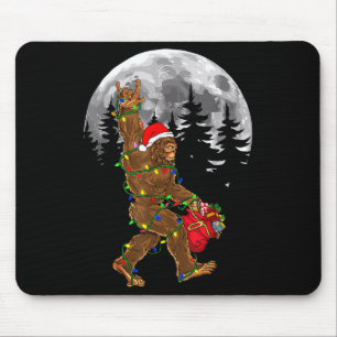 Bigfoot Santa Christmas Tree Lights Funny Xmas Sas Mouse Pad