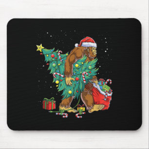 Bigfoot Santa Christmas Tree Lights Funny Xmas Sas Mouse Pad