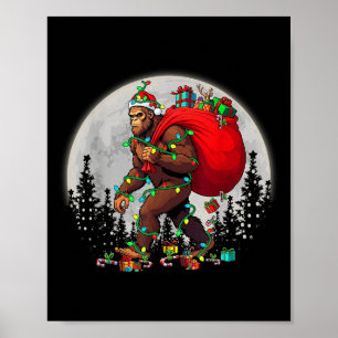 Bigfoot Santa Christmas Tree Lights Funny Xmas Sas Poster