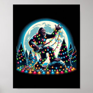 Bigfoot Santa Christmas Tree Lights Funny Xmas Sas Poster