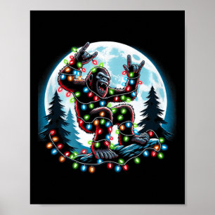 Bigfoot Santa Christmas Tree Lights Funny Xmas Sas Poster
