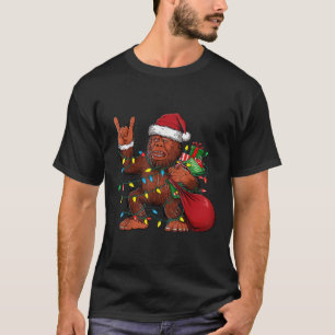 Bigfoot Santa Christmas Tree Lights Funny Xmas Sas T-Shirt