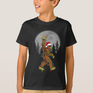 Bigfoot Santa Christmas Tree Lights Funny Xmas Sas T-Shirt