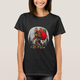 Bigfoot Santa Christmas Tree Lights Funny Xmas Sas T-Shirt