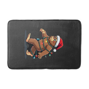 Bigfoot Santa Christmas Tree Lights Xmas Boys Men Bath Mat