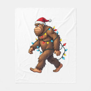 Bigfoot Santa Christmas Tree Lights Xmas Boys Men  Fleece Blanket