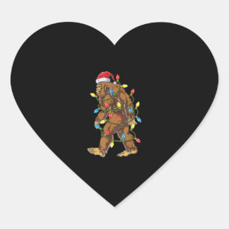 Bigfoot Santa Christmas Tree Lights Xmas Boys Men Heart Sticker