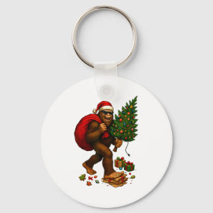 Bigfoot Santa Christmas Tree Lights Xmas Boys Men Keychain