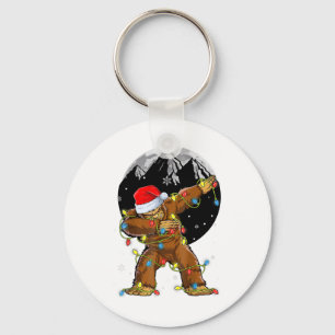 Bigfoot Santa Christmas Tree Lights Xmas Boys Men Keychain