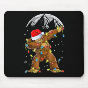 Bigfoot Santa Christmas Tree Lights Xmas Boys Men Mouse Pad