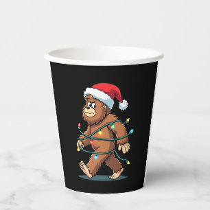 Bigfoot Santa Christmas Tree Lights Xmas Boys Men  Paper Cups