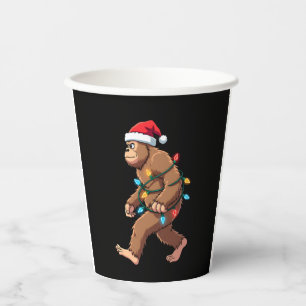 Bigfoot Santa Christmas Tree Lights Xmas Boys Men  Paper Cups