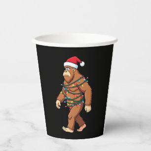 Bigfoot Santa Christmas Tree Lights Xmas Boys Men  Paper Cups