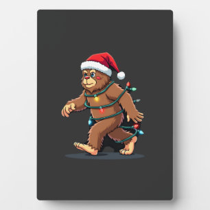 Bigfoot Santa Christmas Tree Lights Xmas Boys Men  Plaque