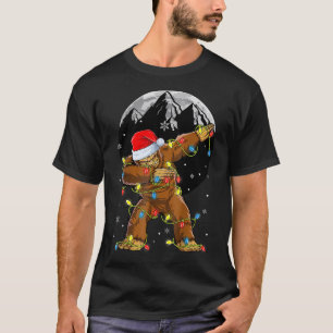Bigfoot Santa Christmas Tree Lights Xmas Boys Men T-Shirt