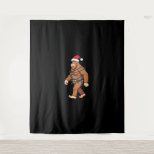Bigfoot Santa Christmas Tree Lights Xmas Boys Men  Tapestry