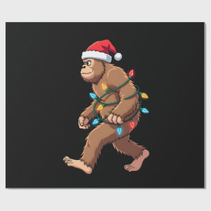 Bigfoot Santa Christmas Tree Lights Xmas Boys Men Wrapping Paper