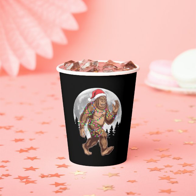 Bigfoot Santa Christmas Tree Lights Xmas Sasquatch Paper Cups (Insitu)