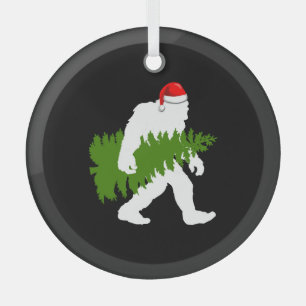 BigFoot Santa Claus Fun Christmas Gifts Glass Ornament