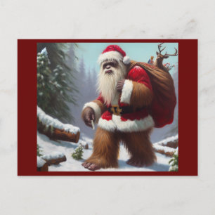 Bigfoot Santa Claus Postcard