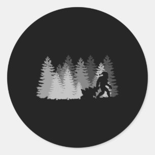 bigfoot santa hat christmas tree in the forest xma classic round sticker
