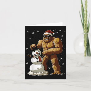 Bigfoot Santa Snowman Kids Boys Men Xmas Christmas Card