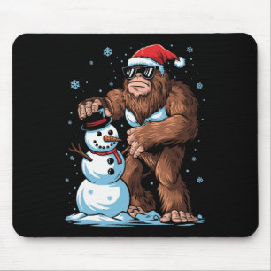 Bigfoot Santa Snowman Kids Boys Men Xmas Christmas Mouse Pad