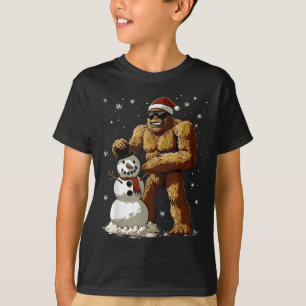 Bigfoot Santa Snowman Kids Boys Men Xmas Christmas T-Shirt