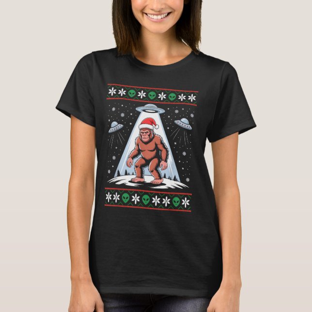 Bigfoot Santa Ufo Alien Funny Ugly Christmas Sweat (Devant)