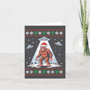 Bigfoot Santa Ufo Alien Funny Ugly Christmas Sweat Card