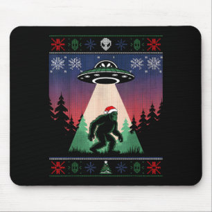 Bigfoot Santa Ufo Alien Funny Ugly Christmas Sweat Mouse Pad