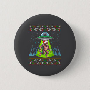 Bigfoot Santa Ufo Sasquatch Funny Ugly Christmas S 2 Inch Round Button